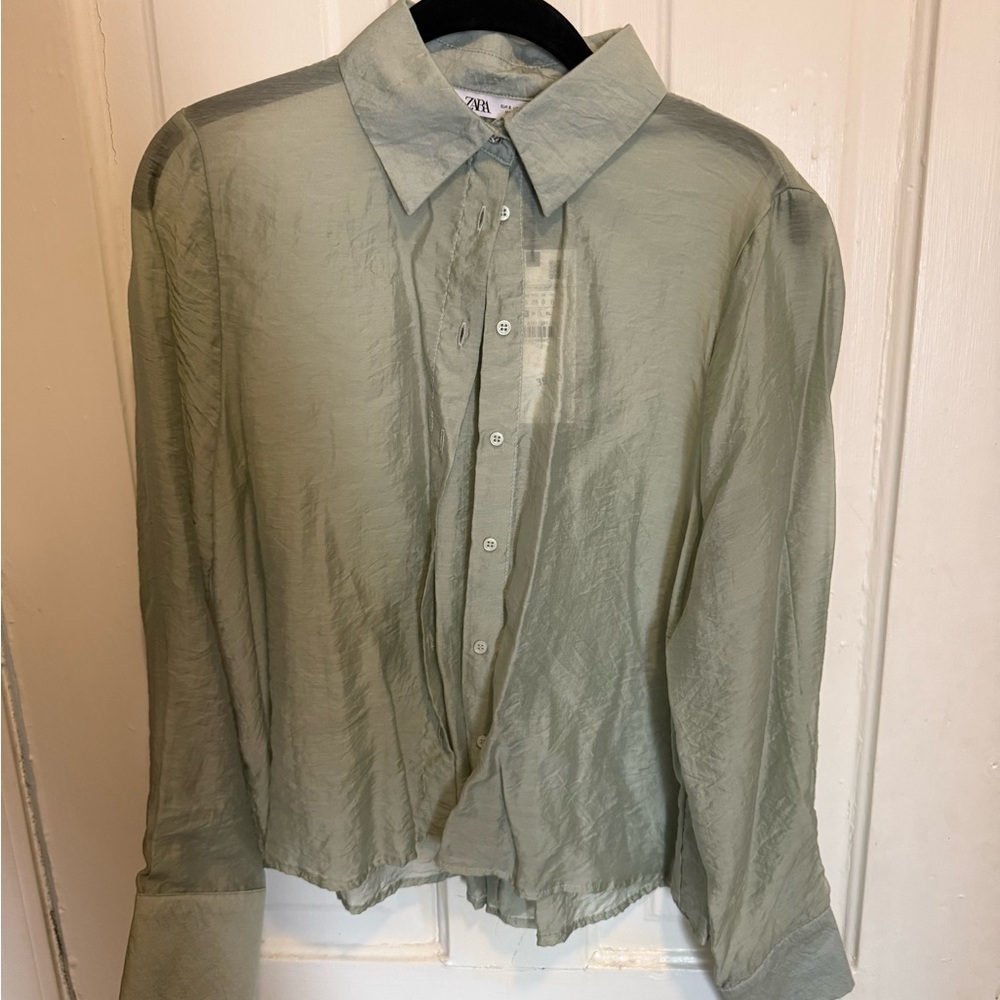 Zara Men's Green Shirt